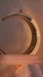 Nordic Moon Chandelier Bedroom Bedside Lamp Single Head Long Line Three Color Dimming Crystal Pendant Light