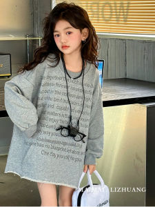 Girls Casual Loose Thin Sweatshirt Base Layer Top Fashionable Streetwear Spring Autumn Seasonal Comfortable Childrens Wear
