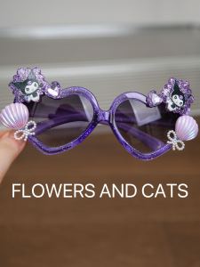 Princess Style Colorful Flower Cat Sunglasses Childrens Party Performance Girls Cartoon Eyewear Popular Internet Celebrity