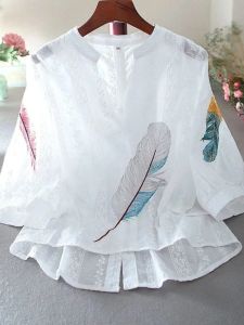 Youthful Pure Cotton Embroidered Flower Shirt