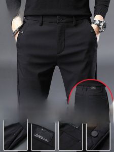 Slim Fit Casual Pants For Men Business Style Elastic Waist Long Trousers Fashionable Straight Leg Spring Summer New Arrival