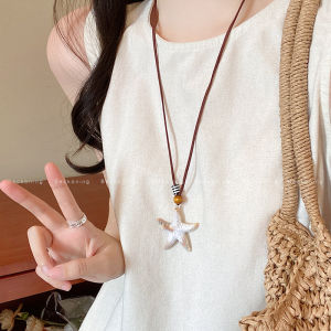 Long Starfish Sweater Chain Necklace Bohemian Style Beach Vacation Womens Accessory Liznk Brand Fashion Jewelry Accessory