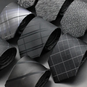 หรูหราสีดํา 8 ซม.เนคไทผู้ชาย Paisley ลาย Jacquard Cravat Business Ties สําหรับ Man