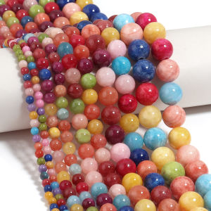 4/6/8/10/12mm Mixed Color Natural Stone Round Beads Smooth Gemstone Spacer Beads for Jewelry Making DIY Bracelet