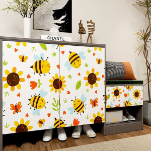 Retro French Style Self Adhesive Cabinet Stickers Furniture Renovation Wall Paper Kitchen Cabinet Door Stickers Waterproof PVC