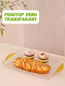 Food Tray Nampan Saji Transparan Aesthetic Dengan Tutup Wadah Buah Dan Roti Serving Platters