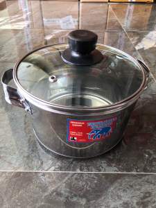 PANCI SAYUR 20cm / 1 LITER STAINLES TUTUP KACA MURAH COD GRATIS CENTONG SAYUR