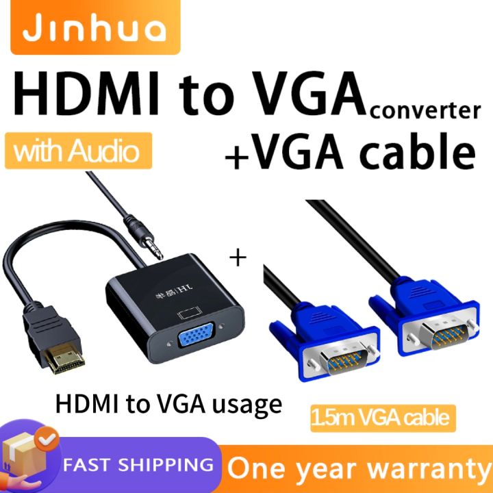 HDMI to VGA, HDMI to VGA Adapter, Gold-Plated 1080P Active HDMI to VGA  Adapter Video Converter Male to Female PC/Laptop/DVD Black