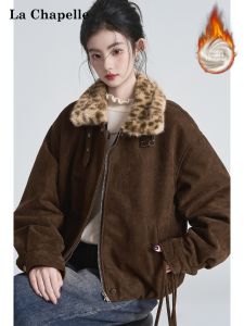 La Chapelle | Leopard Faux Suede Fur Coat Jacket