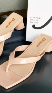 Korean Style 5cm Chunky Heel Sandals Slip-On Flip Flop Design Waterproof & Non-Slip for Daily Wear
