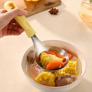 forsso | Food Grade Stainless Steel Spoon Silicone Handle Large Soup Spoon