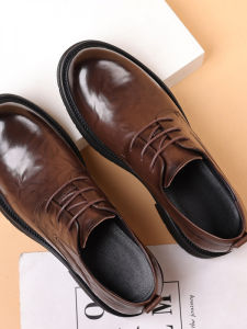 Fall New Leather Shoes for Men Business Casual Formal Comfortable Thick Sole Big Toe