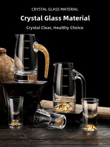 Gold Leaf Crystal Glass Shot Glasses Set