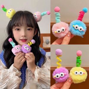 1 Pcs Sweet Girls Funny Big-Eyes Hair Clip Cute Plush Bangs Duckbill Hairpin Funny Hair Accessories (Blue/Yellow/Pink/Purple)