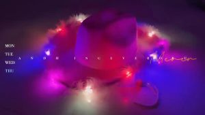 Cowboy Hat with Colorful LED Light Fun Party Disco Pink Cowgirl Hat for Women Men
