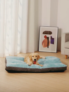 เตียงสัตว์เลี้ยง เตียงสุนัข แผ่นรองพื้นสำหรับสุนัขขนาดใหญ่ ทำจากผ้าโฟมที่นุ่มสบายเป็นหลัก การป้องกันความเย็นในฤดูหนาว ใช้ได้ทั้งสี่ฤดู ถอดออกและซักได้