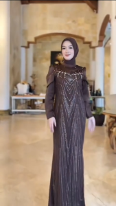 Leona Dress Matt Velvet Mix Brukat Payet Baju Dress Wanita Kondangan Terbaru 2025 Kekinian