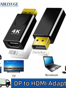 4K DisplayPort to HDMI Compatible Adapter DP Male to Female HDMI Compatible Converter Suitable for Laptop HDTV Monitor