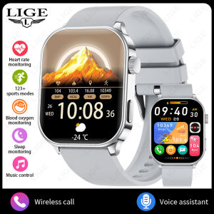 LIGE | LIGE New Men Smart Watch 2.01" HD Large Screen AI Voice Bluetooth Call Sport Watches Heart Rate Health Monitor Smartwatch Women