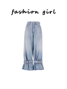 Quần Jeans Ống Thẳng Màu Xanh Nhạt Cho Nữ Mùa Hè Quần Dài Ôm Dáng Cạp Cao Quần Ống Rộng Cạp Cao Kiểu Mới