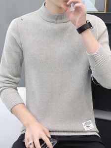 ROMON | Loose Casual Thickened Knitted Half High Collar Sweater For Men By Romon Winter Fashionable Warm Inner Wear Base Layer Shirt