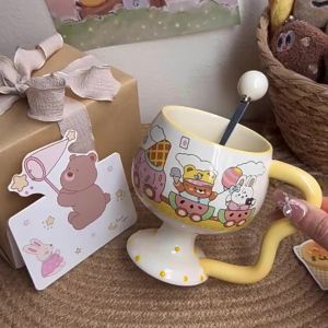 Cute Cartoon Ceramic Mug with Spoon
