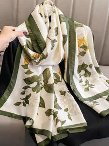 Khăn Choàng Lụa Satin Thời Trang Chống Nắng Đa Năng Cho Nữ Khăn Choàng Mùa Hè Đa Năng Phong Cách Dân Tộc Họa Tiết Hoa