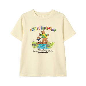 NIHAOKANONG | Áo Thun Mới Mùa Hè In Hình Gấu Bông Cotton Rộng Rãi