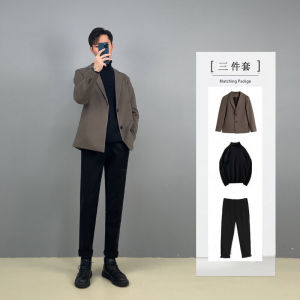 Woolen Blazer Mens Autumn and Winter New New Lightly Mature Mens Clothing Casual Mens Thick Woolen Suit