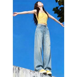 V.C.I | Slimming High-waisted Wide-leg Blue Jeans