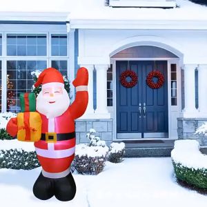 Great-King Christmas and New YearInflatable LED150cm Santa Claus and Snowman with Air Pump for Yard Decor