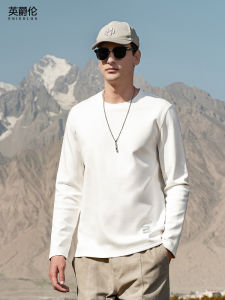 เสื้อยืดคอกลมแขนยาวผ้าคอตตอนเนื้อหนา Enjeolon สำหรับผู้ชาย ฤดูใบไม้ร่วง/ฤดูหนาว 2025 ใหม่ ลำลอง ระบายอากาศได้ดี นุ่มสบาย