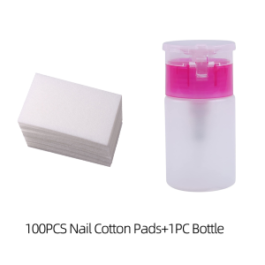 No Liquid Included Dry Nail Wipes & Empty Pump Dispenser Bottle Combo Lint Free Absorbent Cotton Pads Nail Art Removal Daily
