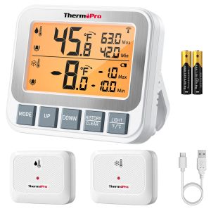 Nhiệt Kế Kỹ Thuật Số Không Dây TempPro TP210B Phạm Vi 150M Màn Hình Nền Có Đèn Nền Có Báo Động Dùng Cho Tủ Lạnh/tủ Đông