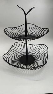 Nordic Fruit Basket Stand with Iron Metal Wire - 2-Layer Design - Organiser Racks