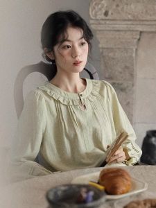 เสื้อเชิ้ตคอโปโลแขนยาวหลวมๆ สำหรับผู้หญิง ฤดูใบไม้ผลิและฤดูใบไม้ร่วง สไตล์ใหม่ เสื้อเชิ้ตแขนยาวทรงเข้ารูปแบบใหม่