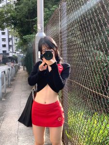 Retro American Red Embroidery Mini Skirt Womens Spring Autumn Low Waist Metal Collision Nail A-Line Short Skirt Pants