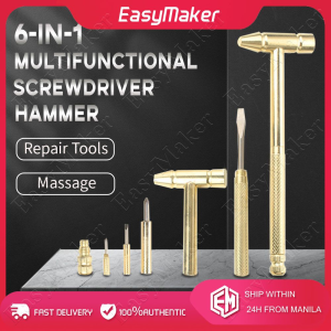 6 in 1 Mini Multifunction Anti-Corrosion and Anti-Rust Copper Hammer & Screwdriver Hand Tools for Repair Uav Mobile Phones Laptops Watches