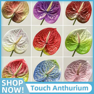 Multicolor Artificial Small Anthurium Soft Rubber 60cm Faux Red Palm Photo Props Fake Flower Home Decoration