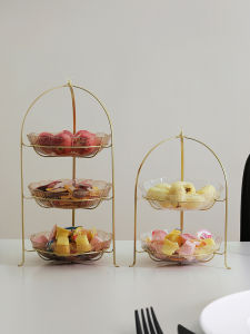 ชามผลไม้หลายชั้นหรูหรา ชามขนม ชามของดื่ม ชามขนมปัง ชามผลไม้ระดับไฮเอนด์ ตกแต่งหน้ารับแขก