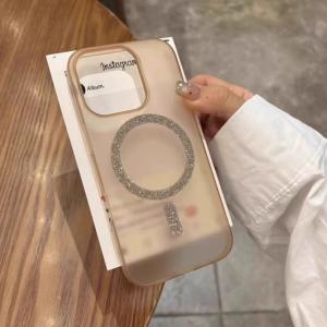 Invisible Ultra-Thin Hardshell Glitter Magnetic Absorption Frosted Phone Case for Apple 16 pro 13 New iPhone 15 pro Max Protective Cover for Men And Women