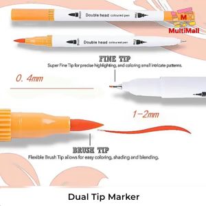 12 Pcs Premium Dual Tip Art Markers Set Brufuner Oil Colour Pencils*Colors Markers Dual Tip Dual Tip Art Marker*Kid Colour marker set*Dual tip Brush Pen* Sketch Drawing Dual Head Watercolor Marker Pen*Art Painting Set for Kid*Gift