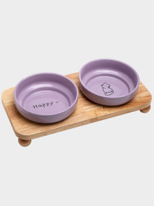 Petdebby | Ceramic Double Feeding and Water Bowl for Small Dogs and Cats Neck Protection