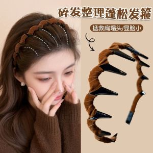 Womens High Top Wave Hairband Velvet Plush Face Washing Special Headband Small Face Highlighting Hair Clip Fashionable Accessory