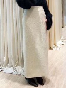 Elegant Korean Style High Waist Bodycon Midi Skirt White Straight Cut Autumn New Arrival Womens Fashion plus Size Skirts