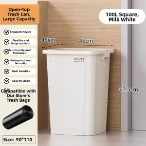 Large Capacity Square Open-top Trash Can 30L