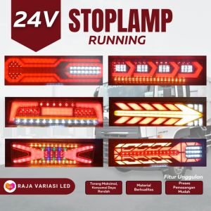 24V Lampu LED Stoplamp Rem Belakang Running | Penerangan Optimal Waterproof untuk Kendaraan Besar Truk - Ver. 1