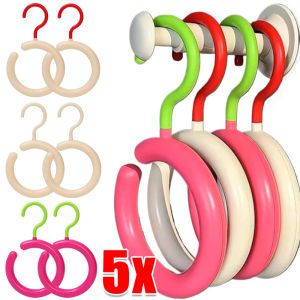 5pcs Round Scarf Tie Hanger / 360° Rotating Hat Clothes Hanger / Space Saving Wardrobe Storage Rack / Multifunctional Invisible Non Slip Hooks