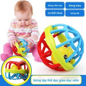 ASWJ Mềm Bé Nắm Bóng Lục Lạc Có Chuông Giáo Dục Sớm Đồ Chơi Cảm Giác Cho Trẻ Sơ Sinh Hình Dạng Hình Học Nhựa Giáo Dục Quà Tặng Màu Sắc Ngẫu Nhiên