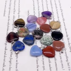 20mm Multicolor Heart Shaped Gemstone Decoration Natural Crystals Jewelry Reiki Gem Craft for DIY Necklace Accessorie Love Gifts